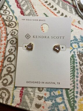 Kendra Scott Gold-Trim Lavender Heart Stud Earrings